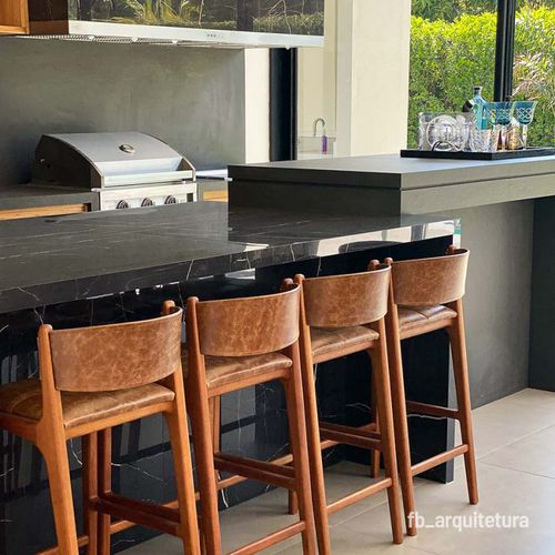 Tabouret de bar contemporain - HELGA - Estudiobola - en cuir / en bois / en tissu