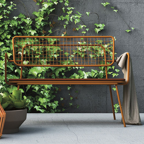 Banc de jardin contemporain - OPLÀ D - imperial-line - en métal peint / avec dossier / avec accoudoirs