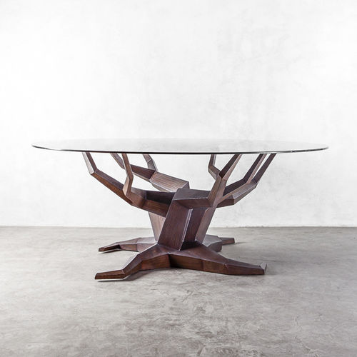 Table à manger design original - MOLAVE - industriaedition - en bois massif / en verre / en acier