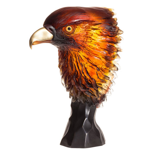 Sculpture en cristal - ROYAL EAGLE - Daum - orange / animal / contemporaine