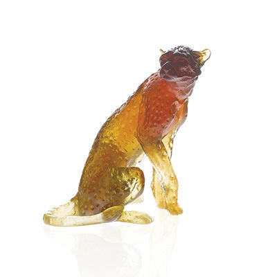 Sculpture en cristal - GUÉPARD   - Daum - noire / orange / animal