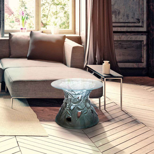 Table d'appoint contemporaine - Vegetale - Daum - en verre trempé / avec piètement en verre trempé / ronde