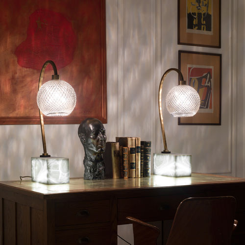 Lampe de table - CL2027 - Sigma L2 - en bronze / en cristal / en albâtre