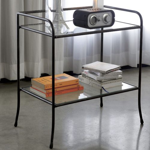 Table de chevet contemporaine - JAGO - Barel Srl - en verre / avec piètement en fer / rectangulaire