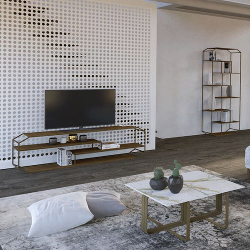 Meuble TV contemporain - YIN - Barel Srl - en chêne / en noyer / en cristal