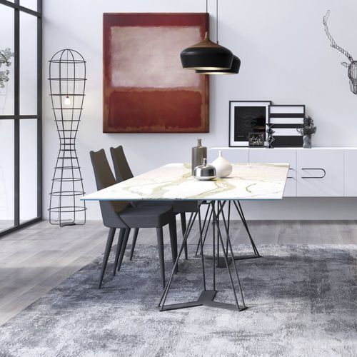 Table contemporaine - LEON - Barel Srl - en chêne naturel / en cristal / en céramique