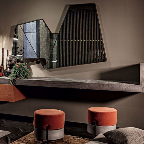Pouf contemporain - MANTIS  - Shake Design - en velours / en métal / rond