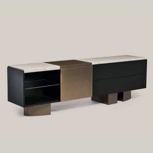 Buffet contemporain - BOSTON - Shake Design - en bronze / en porcelaine / avec étagère