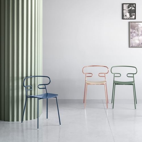 Chaise contemporaine - GENOA MET 0047 - Traba' - d'intérieur / en bois / avec piètement en métal peint
