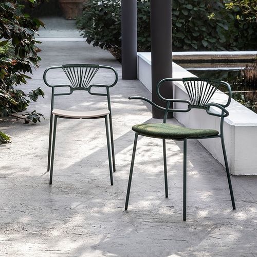 Chaise contemporaine - GENOA MET CROSS  - Traba' - d'intérieur / d'extérieur / en polyuréthane