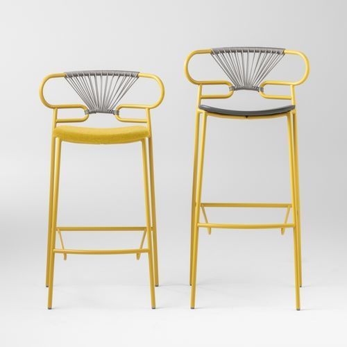 Chaise de bar d'extérieur - GENOA MET PU CROSS - Traba' - contemporaine / d'intérieur / en tissu