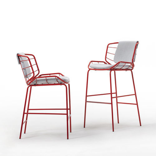Chaise de bar contemporaine - SKIN MET - Traba' - d'intérieur / d'extérieur / en tissu