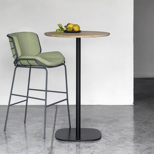 Table mange-debout contemporaine - FAST FOOD 0533-2 - Traba' - en bois / avec piètement en métal / ronde