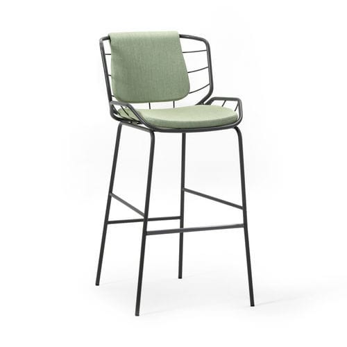 Tabouret de bar contemporain - SKIN - Traba' - en velours / avec piètement en métal / 4 pieds