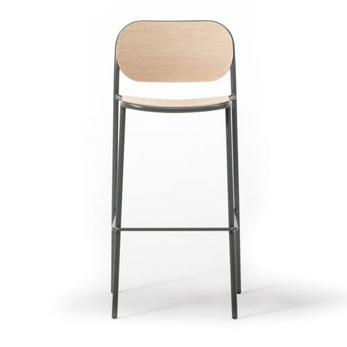 Tabouret de bar moderne - METIS - Traba' - en chêne / avec piètement en métal / sans accoudoirs