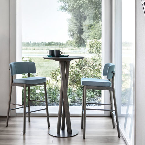 Tabouret de bar contemporain - MARLEN STOOL - Traba' - en tissu / avec piètement en frêne / 4 pieds