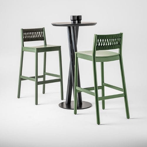 Tabouret de bar contemporain - JULIE IN - Traba' - en hêtre / avec piètement en hêtre / 4 pieds