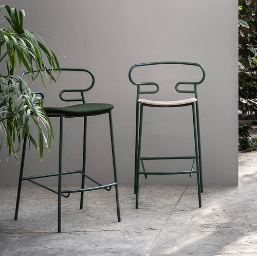 Tabouret contemporain - GENOA - Traba' - en tissu / avec piètement en métal / avec repose-pieds