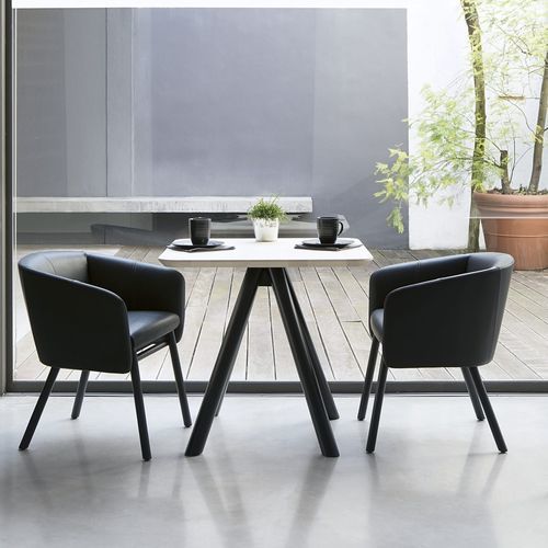 Table bistrot contemporaine - AKY - Traba' - en hêtre / avec piètement en hêtre / ronde