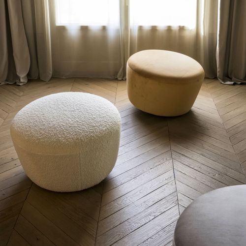 Pouf contemporain - GIGIO&GIGIONE - Mogg - en tissu / rond / couleur personnalisable