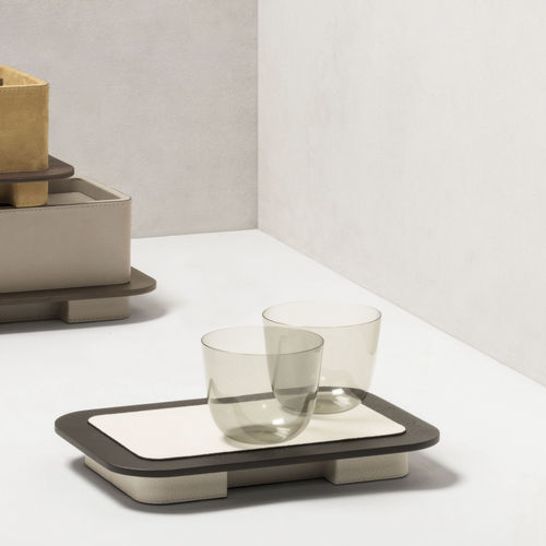Plateau de service en bois - Giobagnara - en cuir