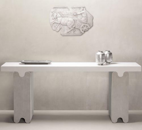 Console contemporaine - Ossicle  - Giobagnara - en marbre / avec piètement en cuir / rectangulaire