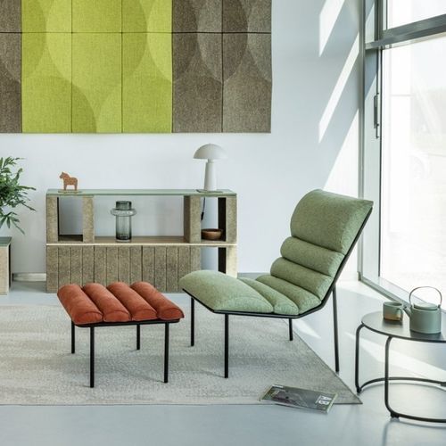 Fauteuil contemporain - LONG - vank - en textile / en cuir / en métal