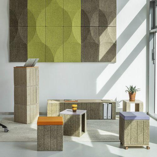 Table basse contemporaine - CB-TAB  - vank - en chanvre / avec piètement en bois / cube