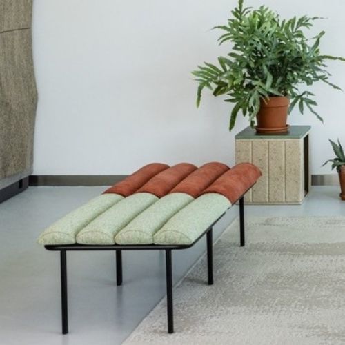 Banc design minimaliste - LONG - vank - en textile / en cuir / en métal