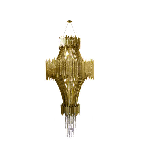 Lustre contemporain - SCALA - LUXXU MODERN DESIGN & LIVING - en cristal / en laiton plaqué or / sculptural