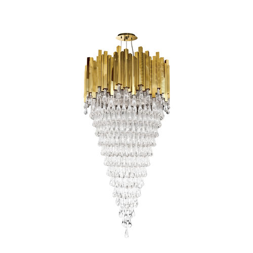 Lustre contemporain - TRUMP - LUXXU MODERN DESIGN & LIVING - en cristal / en laiton plaqué or / halogène