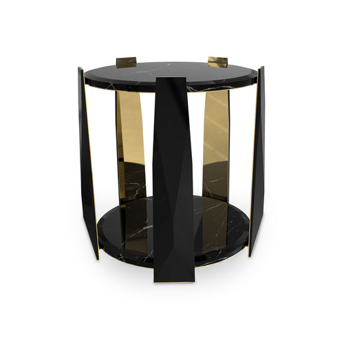 Table d'appoint contemporaine - IMPERIUM  - LUXXU MODERN DESIGN & LIVING - en bois laqué / en marbre / avec piètement en laiton poli