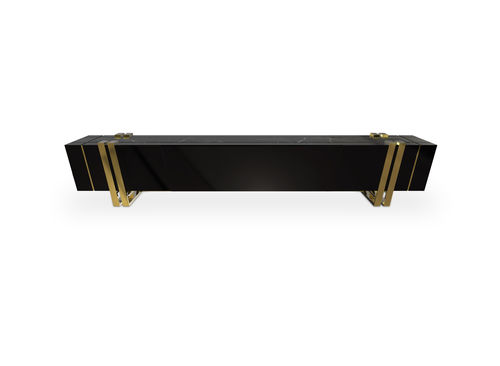Meuble TV contemporain - APOTHEOSIS - LUXXU MODERN DESIGN & LIVING - en bois / en laiton / en marbre