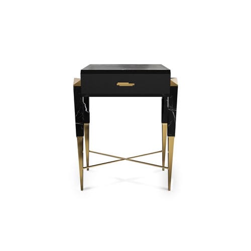 Table d'appoint classique - SPEAR - LUXXU MODERN DESIGN & LIVING - en bois laqué / en marbre / avec piètement en laiton poli