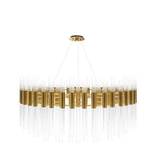 Lustre contemporain - WATERFALL ROUND - LUXXU MODERN DESIGN & LIVING - en cristal / en laiton