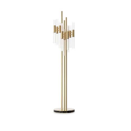 Lampe sur pied - WATERFALL - LUXXU MODERN DESIGN & LIVING - en laiton / en cristal / en marbre