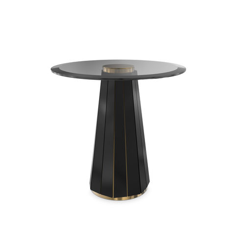 Table d'appoint contemporaine - DARIAN II - LUXXU MODERN DESIGN & LIVING - en verre fumé / en laiton poli / avec piètement en bois laqué