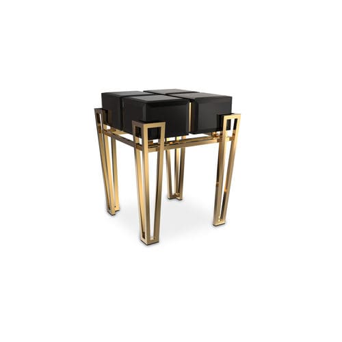 Table d'appoint contemporaine - NUBIAN - LUXXU MODERN DESIGN & LIVING - en bois / en verre / avec piètement en laiton poli