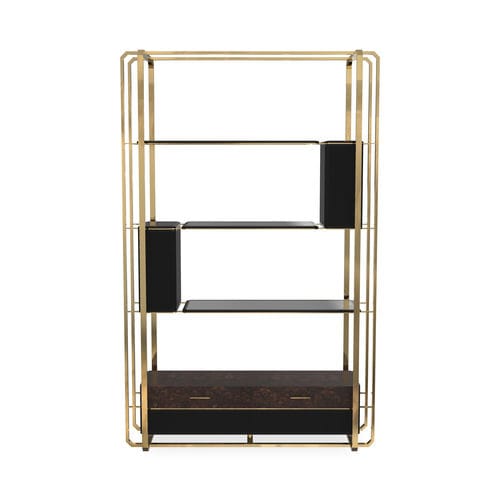 Étagère contemporaine - WALTZ - LUXXU MODERN DESIGN & LIVING - en bois laqué / en laiton poli / en verre fumé