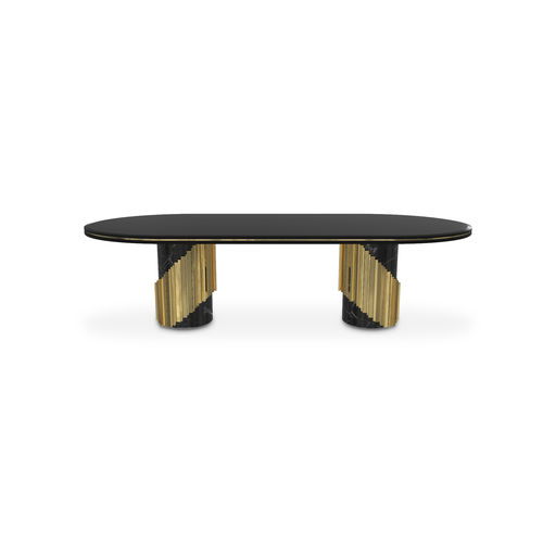 Table à manger contemporaine - LITTUS  - LUXXU MODERN DESIGN & LIVING - en bois laqué / en laiton poli / en marbre