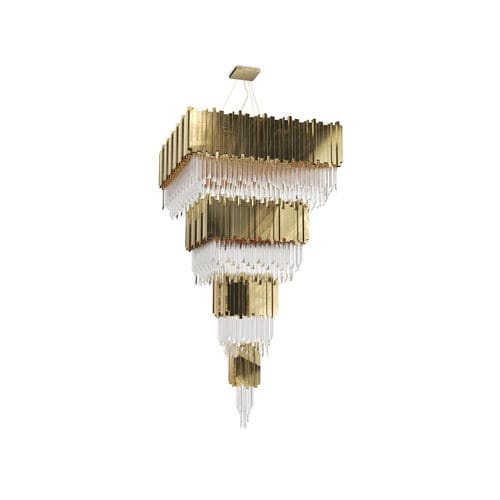 Lustre classique - EMPIRE SQUARE - LUXXU MODERN DESIGN & LIVING - en cristal / en laiton plaqué or / professionnel