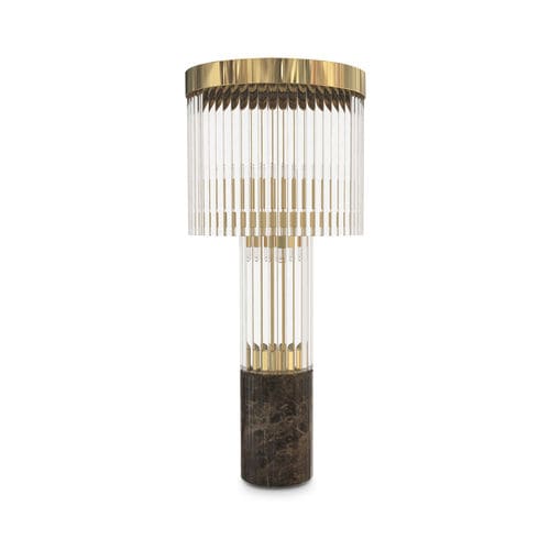 Lampe de table - PHARO I - LUXXU MODERN DESIGN & LIVING - en laiton plaqué or / en cristal / en marbre