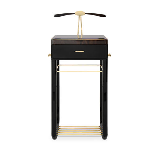 Valet de nuit sur pied -  WALTZ - LUXXU MODERN DESIGN & LIVING - en bois laqué / en cuir / en verre