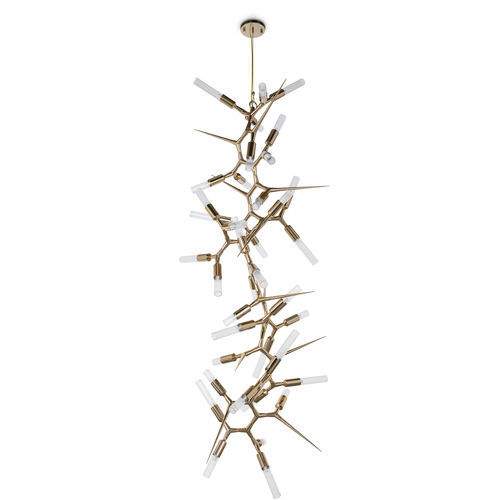 Lustre contemporain - SHARD  - LUXXU MODERN DESIGN & LIVING - en cristal / en laiton plaqué or / professionnel