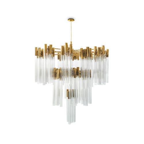 Lustre contemporain - BURJ - LUXXU MODERN DESIGN & LIVING - en cristal / en laiton plaqué or / professionnel