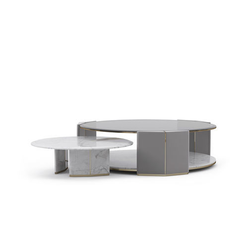 Table basse contemporaine - Algerone - LUXXU MODERN DESIGN & LIVING - en verre / en laiton / en cuir