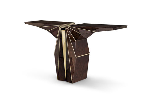 Console contemporaine - SUSPICION  - LUXXU MODERN DESIGN & LIVING - en bois laqué / en noyer / en laiton poli