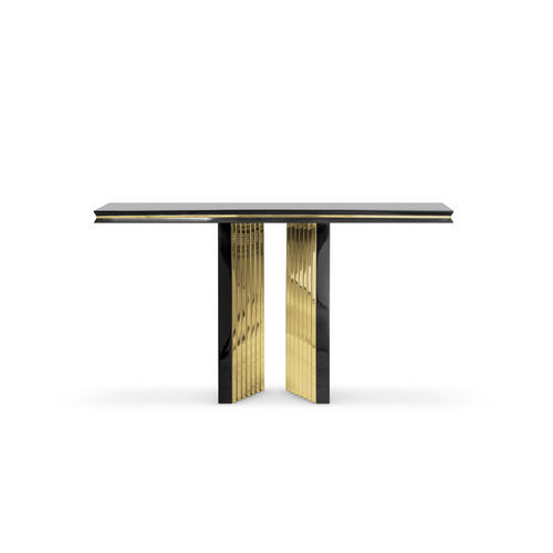 Console contemporaine - BEYOND - LUXXU MODERN DESIGN & LIVING - en bois / en laiton / avec piètement en bois