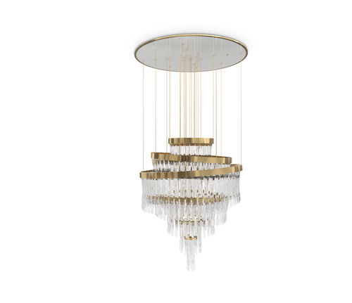 Lustre contemporain - BABEL - LUXXU MODERN DESIGN & LIVING - en cristal / en laiton plaqué or / professionnel