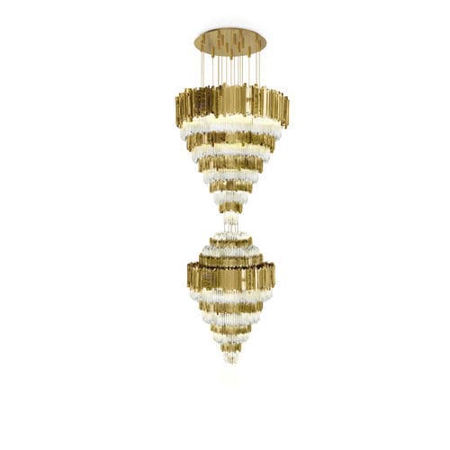 Lustre contemporain - EMPIRE XL - LUXXU MODERN DESIGN & LIVING - en cristal / en laiton plaqué or / professionnel